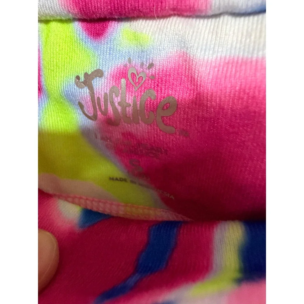Justice Sport Girls Tie Dye Leggings Neon Pink Blue Green Activewear Size Small